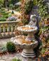 Preview: Wandbrunnen mit 2 Wasserbecken und Fisch Steinguss Zierbrunnen 105cm